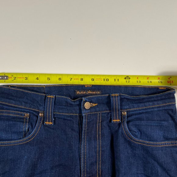 Nudie Jeans Thin Finn Org. Dry Ecru Embo slim fit Jeans mens size 32x32 - Picture 10 of 11